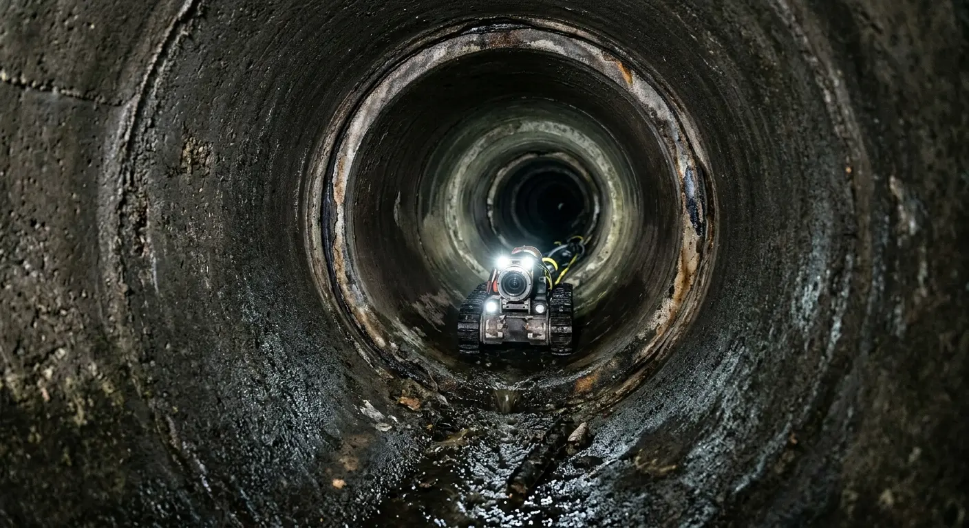 Robotic sewer camera inspecting pipe interior for Drain Snake Service in Defiance